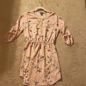 3/4 sleeve pink floral dress